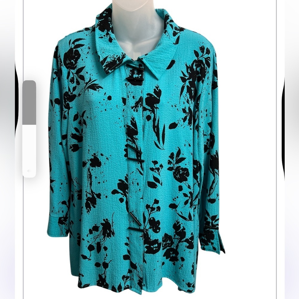 Ali Miles Abstract Artsy Geometric Print Sheer Tunic  Size Medium Tiffan…